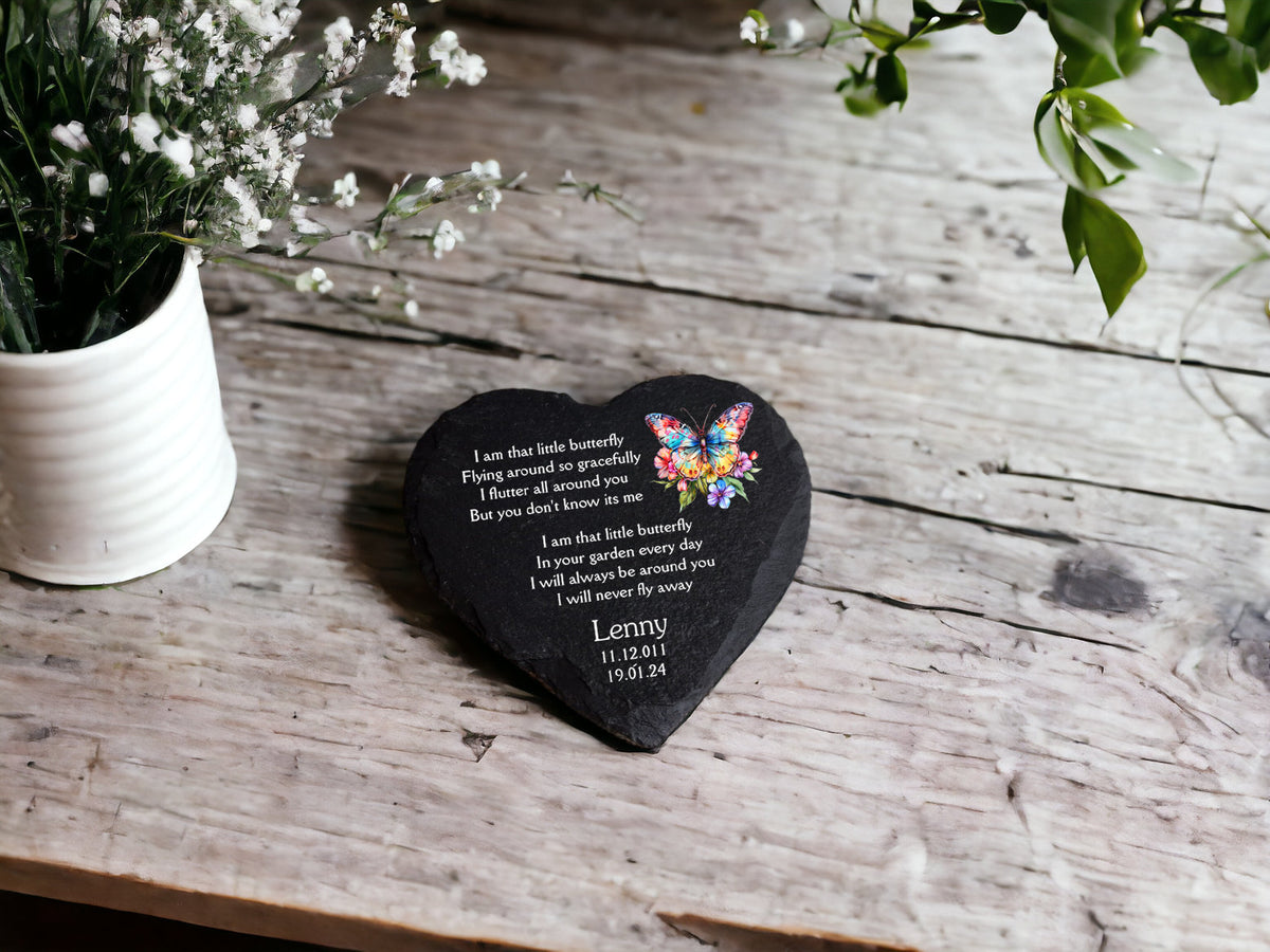 Personalised Butterfly Memorial grave marker, memorial slate - Memory - Indoor - Outdoor - Garden - Caravan - side - Candle Display - Gift