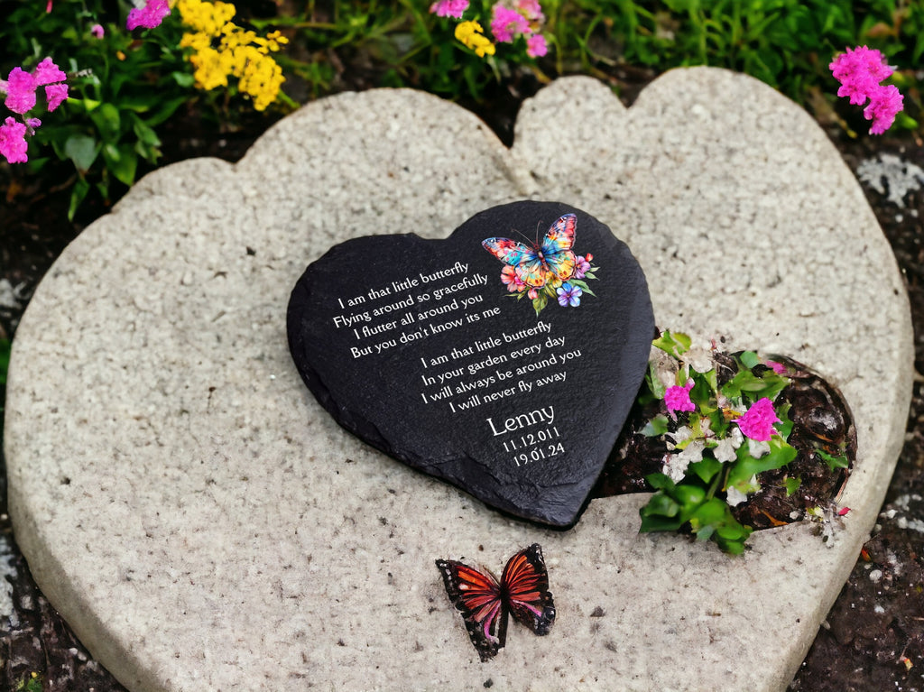 Personalised Butterfly Memorial grave marker, memorial slate - Memory - Indoor - Outdoor - Garden - Caravan - side - Candle Display - Gift