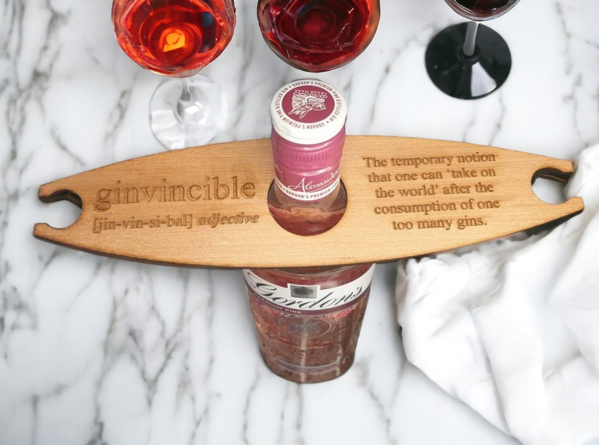 personalised Gin butler, bar butler, ginvincible, gincident, glass holder, valentines gift, gin lover, great present, mothers day, fathers.