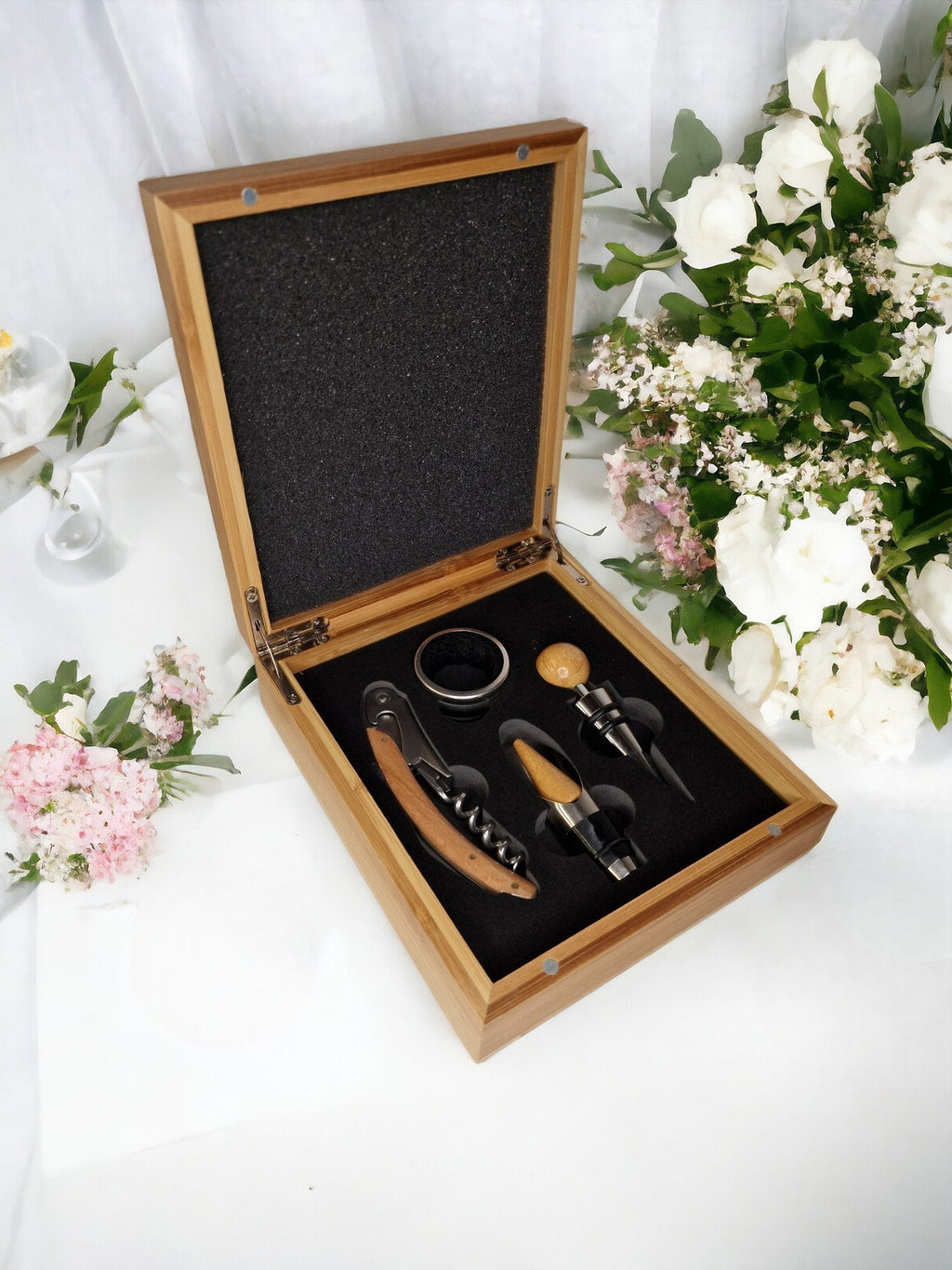 Personalised Mr & Mrs - Wedding - Wine Sommelier Set -Kit - Gift - Valentines - 5th Wood Anniversary - Bottle Opener - Wine - Prosecco