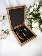 Personalised Mr & Mrs - Wedding - Wine Sommelier Set -Kit - Gift - Valentines - 5th Wood Anniversary - Bottle Opener - Wine - Prosecco