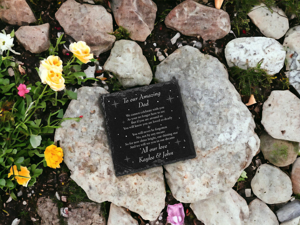 Personalised Stars Memorial grave marker, memorial slate - Memory - Indoor - Outdoor - Garden - Caravan - Grave side - Candle Display - Gift
