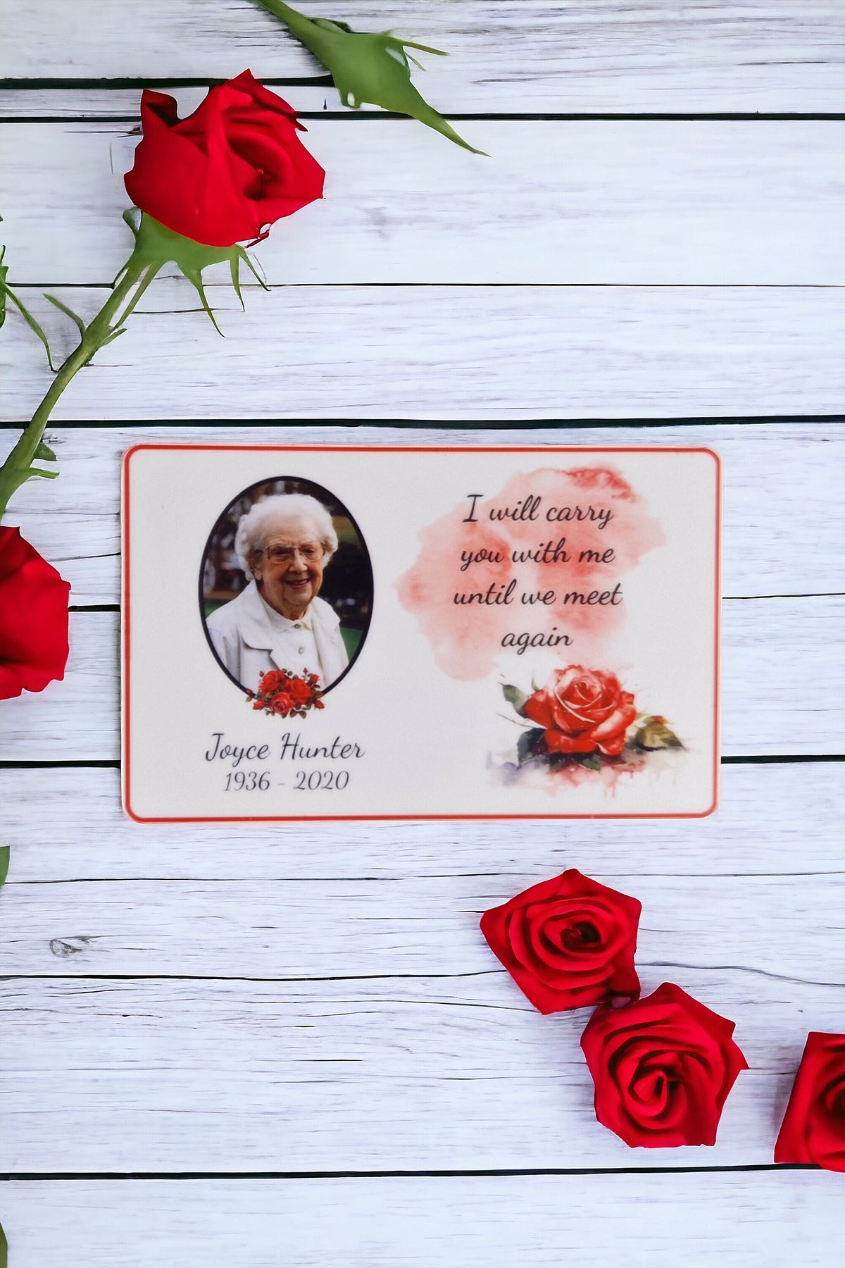 Personalised Memorial Wallet - Purse card - Funeral - Anniversary - Memory - Sentimental - Gift - Thoughtful -Present - Grave decor - Unique
