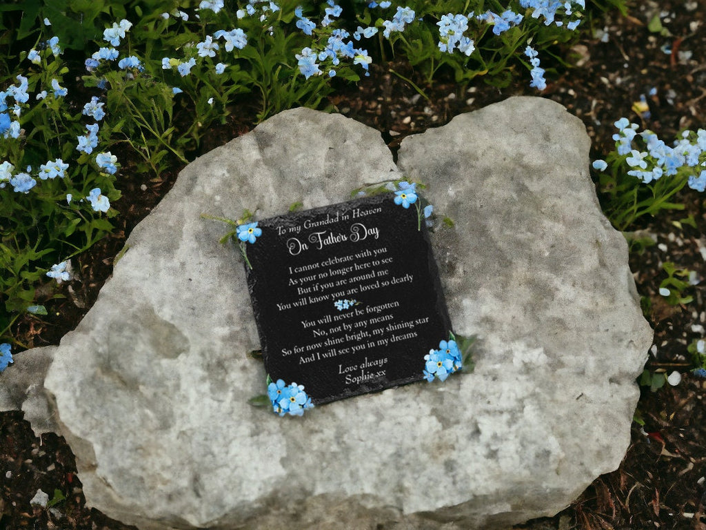 Personalised Forget me not Memorial grave marker - memorial slate - Indoor - Outdoor - Garden - Caravan - Grave side - Candle Display - Gift