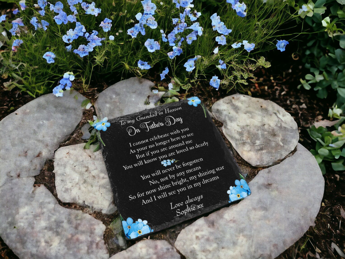Personalised Forget me not Memorial grave marker - memorial slate - Indoor - Outdoor - Garden - Caravan - Grave side - Candle Display - Gift