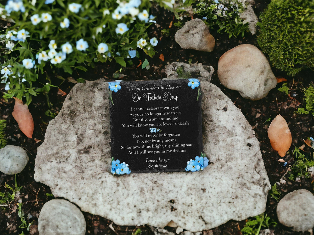 Personalised Forget me not Memorial grave marker - memorial slate - Indoor - Outdoor - Garden - Caravan - Grave side - Candle Display - Gift