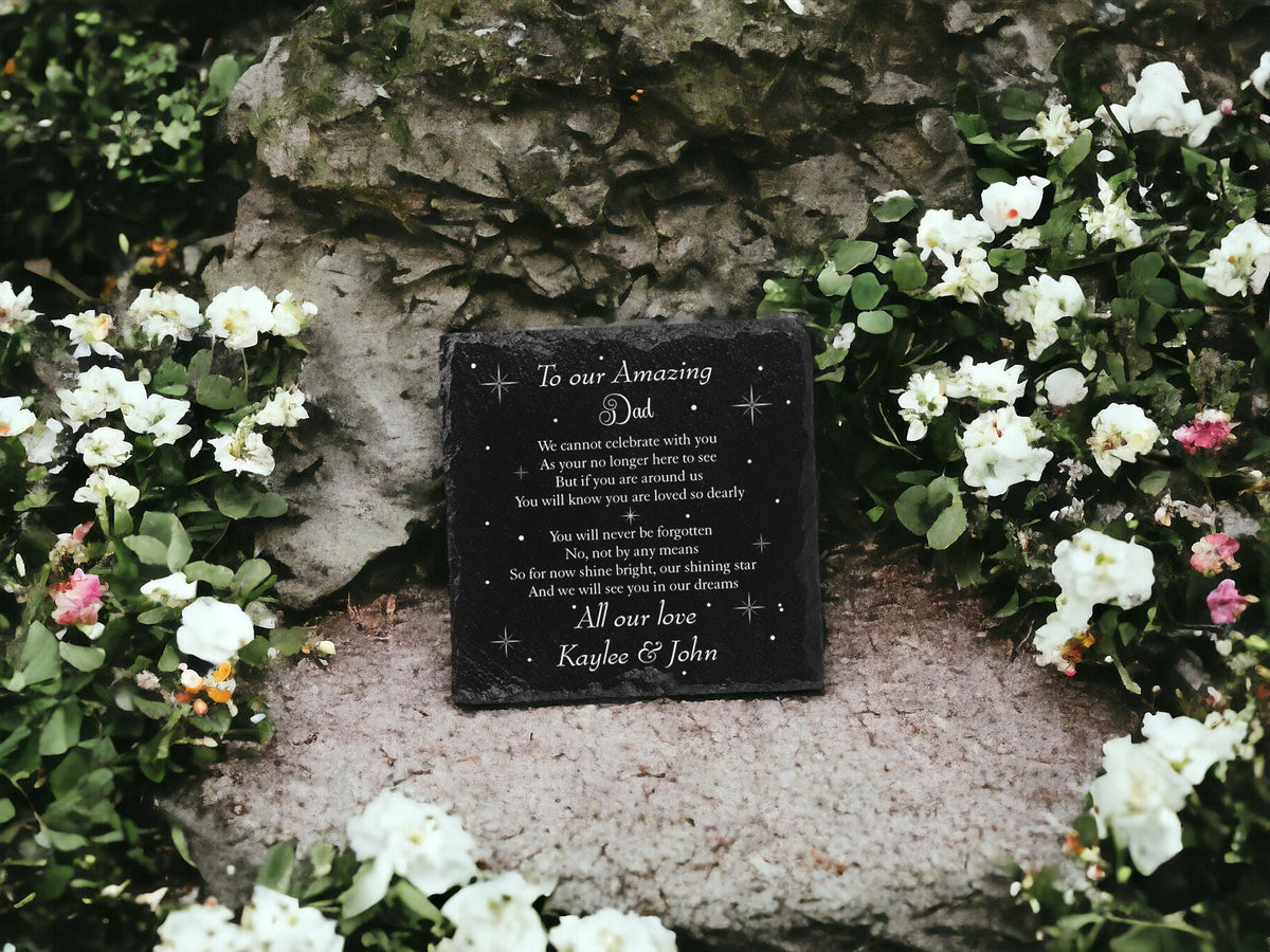 Personalised Stars Memorial grave marker, memorial slate - Memory - Indoor - Outdoor - Garden - Caravan - Grave side - Candle Display - Gift