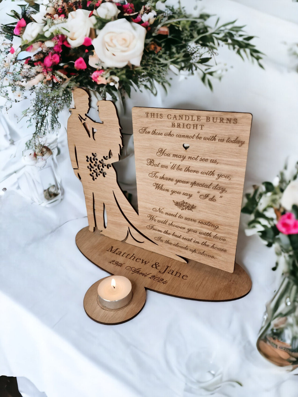 Personalised Wedding Candle Display to remember loved ones - Remembrance - Marriage gift - present - Bride - Groom - Memorial - Decoration