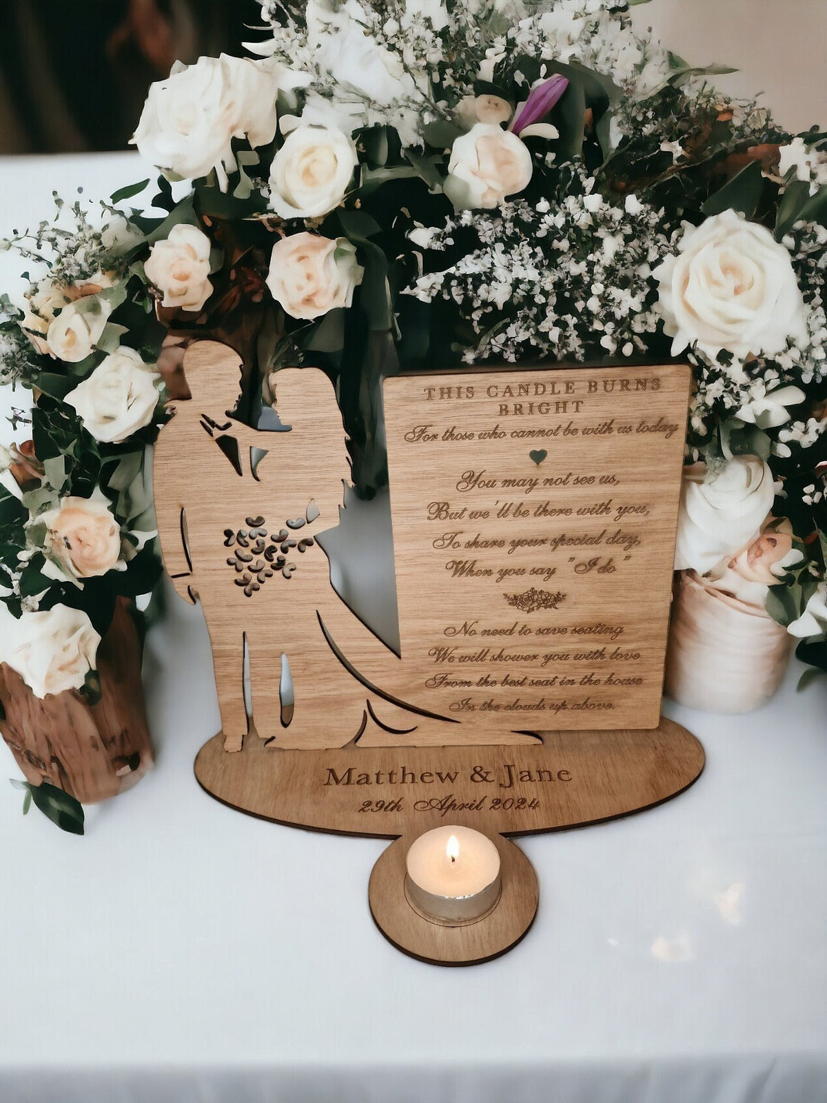 Personalised Wedding Candle Display to remember loved ones - Remembrance - Marriage gift - present - Bride - Groom - Memorial - Decoration