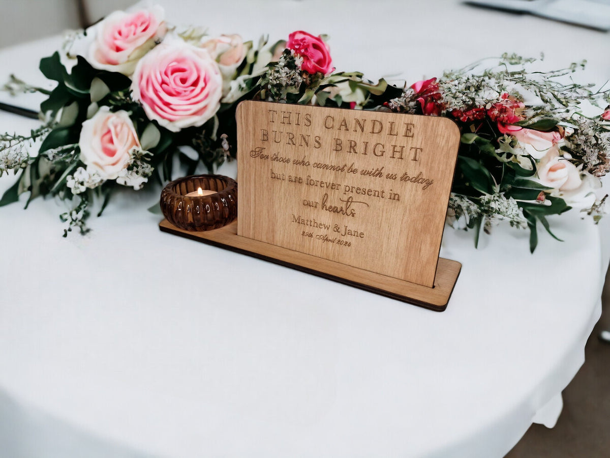 Personalised Wedding Candle Display to remember loved ones - Remembrance - Marriage gift - present - Bride - Groom - Memorial - Decoration