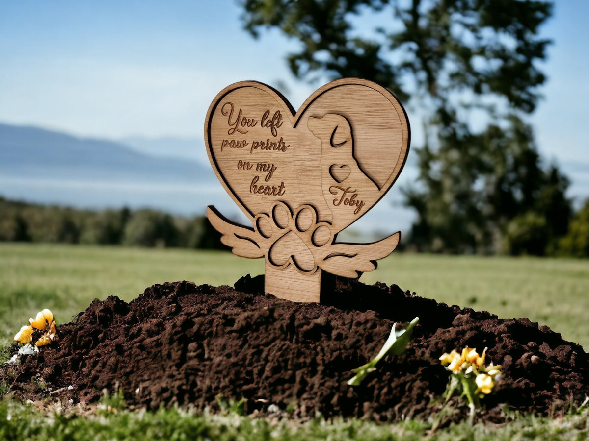 Personalised pet memorial grave markers - Stake - Garden shrine - Dog - Cat - Puppy - Anniversary - Remembering - Spike - Urn - Cremation