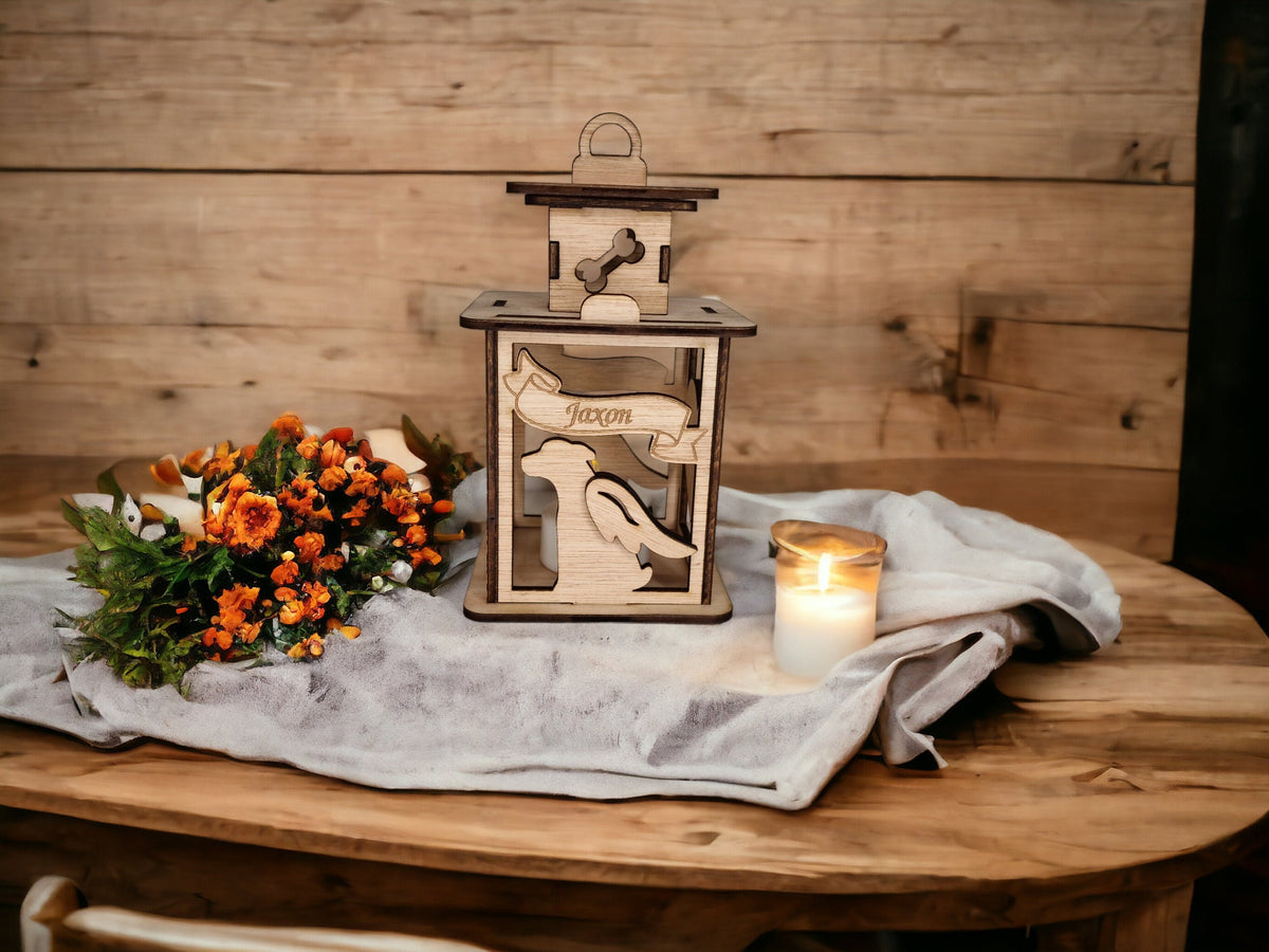 Personalised pet memorial lantern - Stunning remembrance item - Display - Memories - Dog - Cat - Anniversary of death - Funeral - Urn