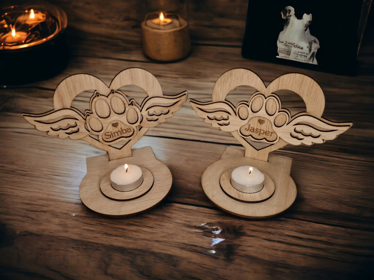 Personalised pet memorial candle holder - Stunning remembrance item - Display - Memories - Dog - Cat - Anniversary of death - Funeral - Urn