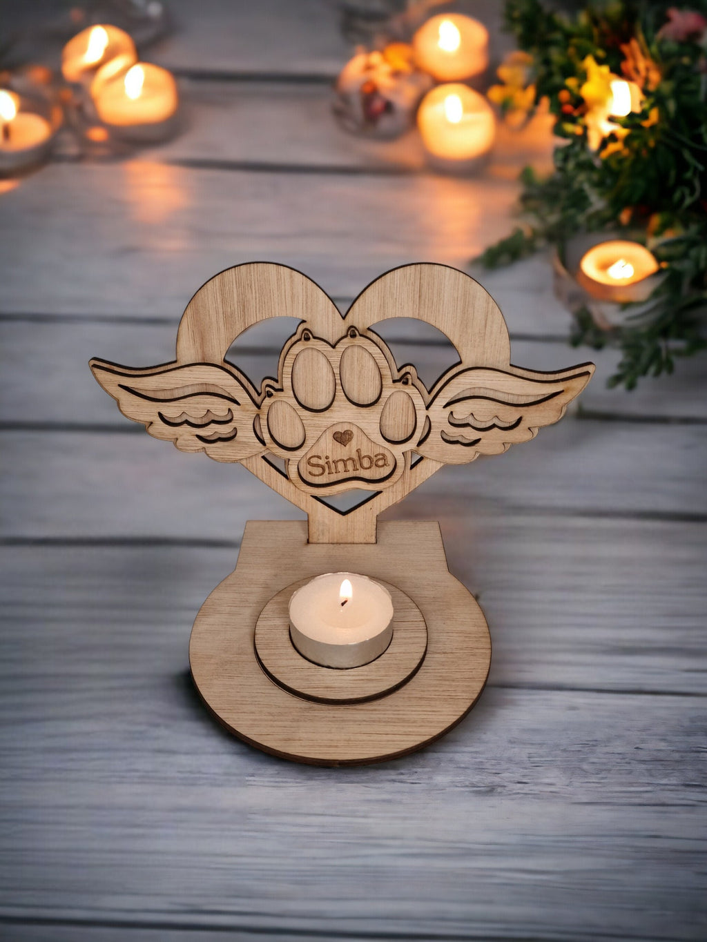 Personalised pet memorial candle holder - Stunning remembrance item - Display - Memories - Dog - Cat - Anniversary of death - Funeral - Urn