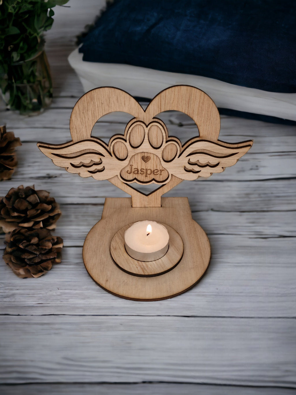 Personalised pet memorial candle holder - Stunning remembrance item - Display - Memories - Dog - Cat - Anniversary of death - Funeral - Urn