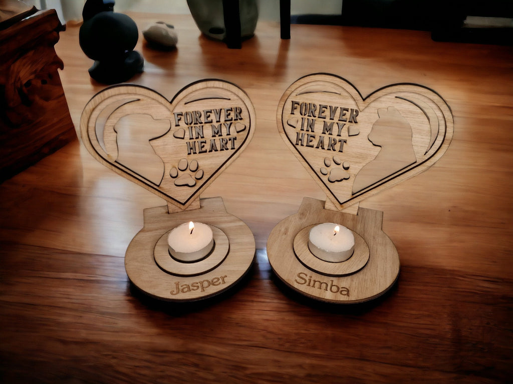 Personalised pet memorial candle holder - Stunning remembrance item - Display - Memories - Dog - Cat - Anniversary of death - Funeral - Urn