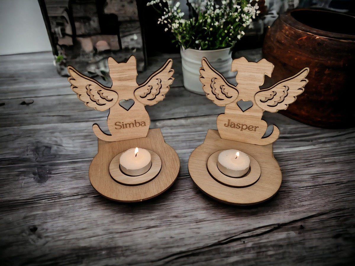 Personalised pet memorial candle holder - Stunning remembrance item - Display - Memories - Dog - Cat - Anniversary of death - Funeral - Urn