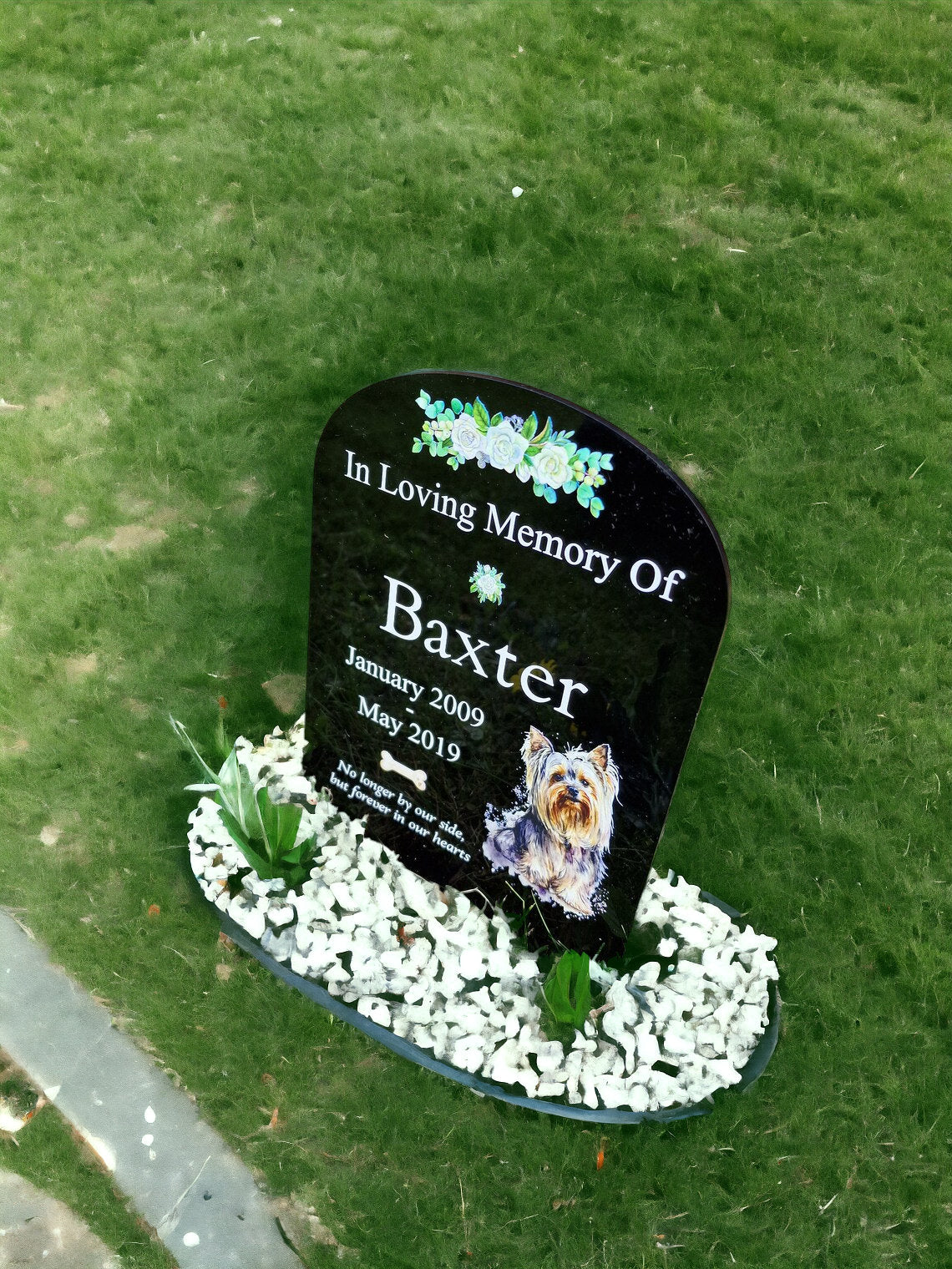 Personalised Dog Memorial grave marker - Choice of breed - memorial slate, grave stone - Rainbow bridge - colourful - memory - garden