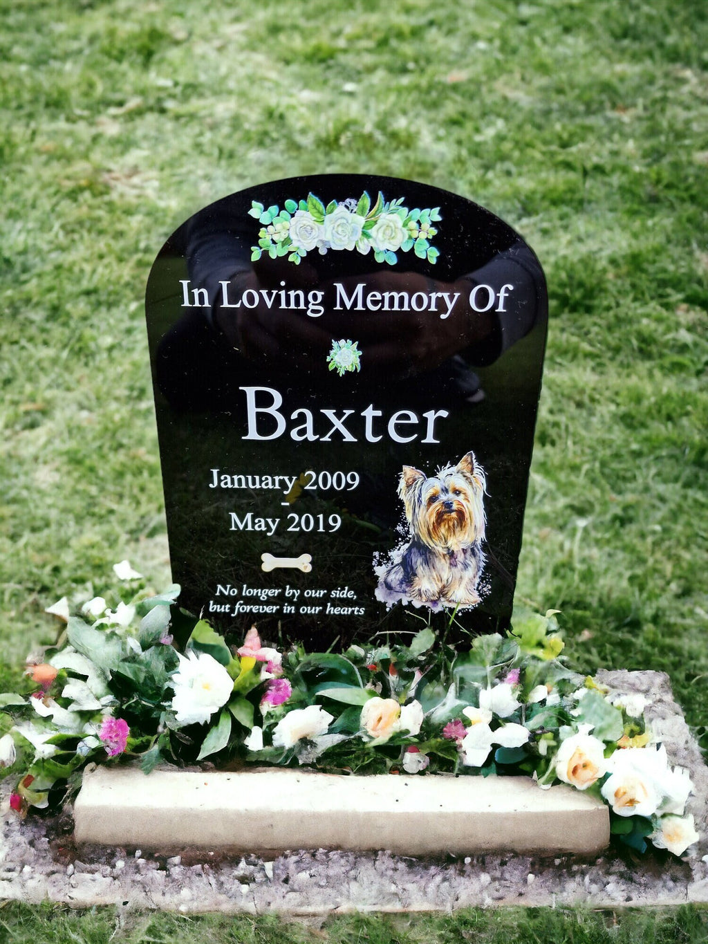 Personalised Dog Memorial grave marker - Choice of breed - memorial slate, grave stone - Rainbow bridge - colourful - memory - garden
