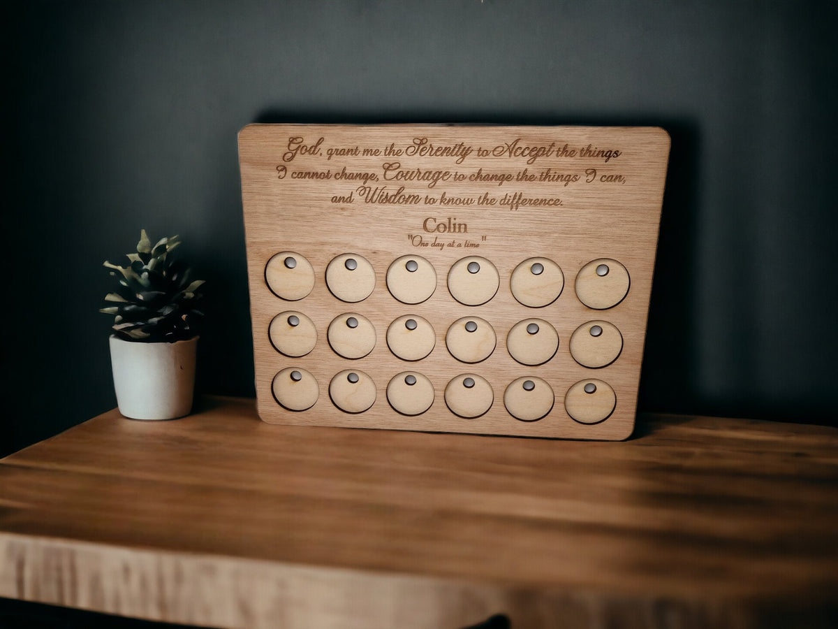 Personalised Serenity Prayer Recovery Token Display - Chips - Personalized Serenity Prayer Recovery Chip Holder - AA display - Holder