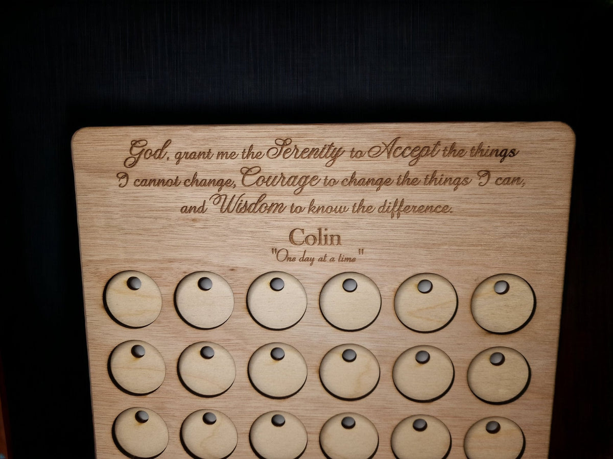 Personalised Serenity Prayer Recovery Token Display - Chips - Personalized Serenity Prayer Recovery Chip Holder - AA display - Holder