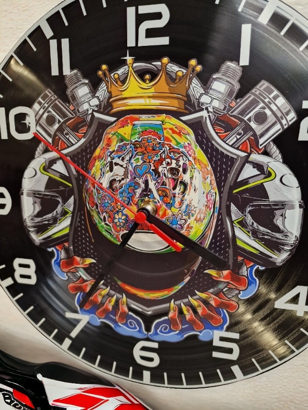 Motorbike Clock - superbike - Offroad - Bike - Crosser - Scrambler - Display - Man Cave - Bar - Decor - made with re-purposed vinyl records