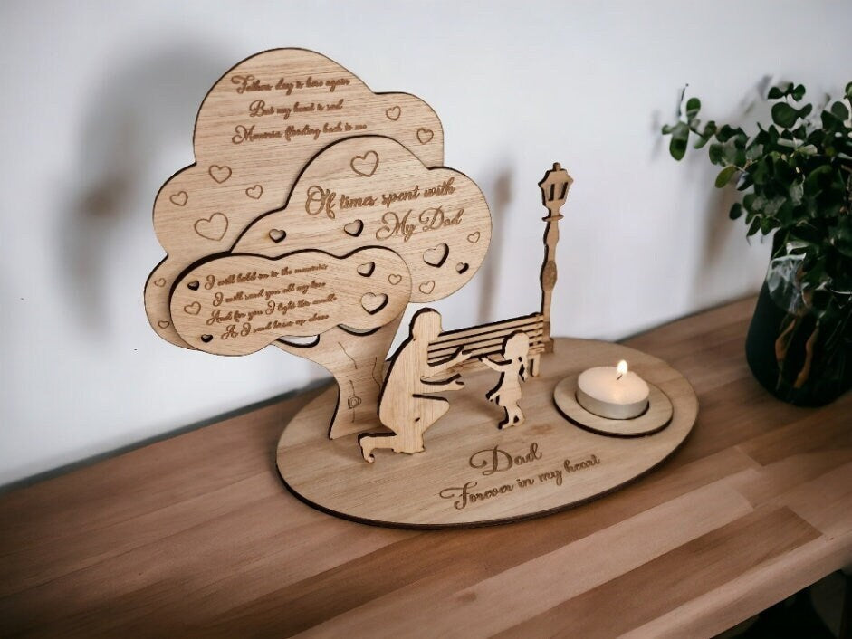Personalised FATHER memorial candle Display with poem - Stunning remembrance item - memories - Anniversary - Present - Ornament - Dad - Papa