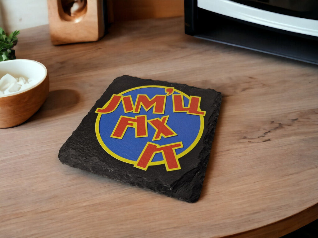 Jim'll Fix It Novelty Coaster - Bad Taste - Jimmy Saville - Decor - Home - Colleague - Tea - Coffee - Man Cave - Bar - Gift - Present