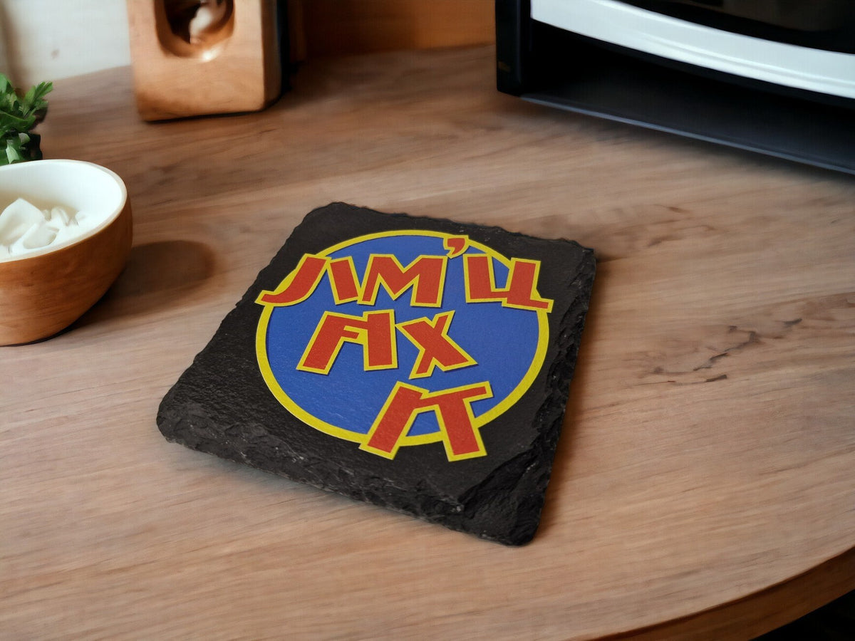 Jim'll Fix It Novelty Coaster - Bad Taste - Jimmy Saville - Decor - Home - Colleague - Tea - Coffee - Man Cave - Bar - Gift - Present
