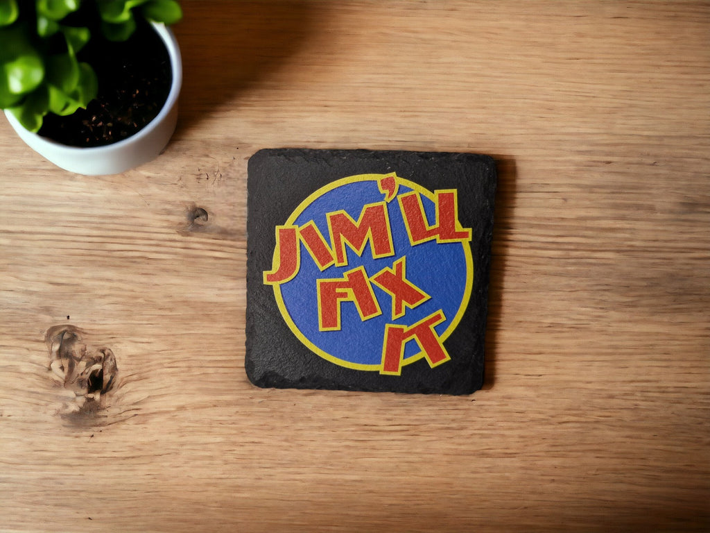 Jim'll Fix It Novelty Coaster - Bad Taste - Jimmy Saville - Decor - Home - Colleague - Tea - Coffee - Man Cave - Bar - Gift - Present