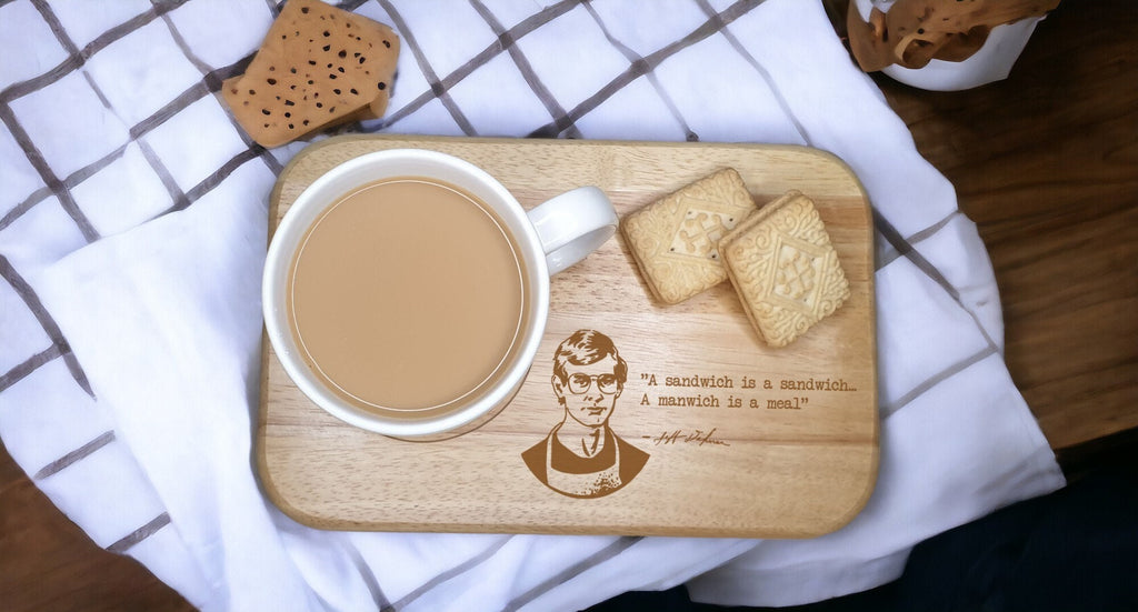 Jeffrey Dahmer tea or coffee and biscuit board - Novelty - Gift - Present - For him - For her - Tray - Unique - Bespoke - Beer -wine - Bar