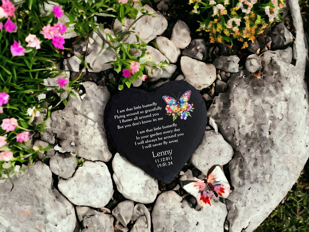 Personalised Butterfly Memorial grave marker, memorial slate - Memory - Indoor - Outdoor - Garden - Caravan - side - Candle Display - Gift