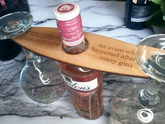 personalised Gin butler, bar butler, ginvincible, gincident, glass holder, valentines gift, gin lover, great present, mothers day, fathers.