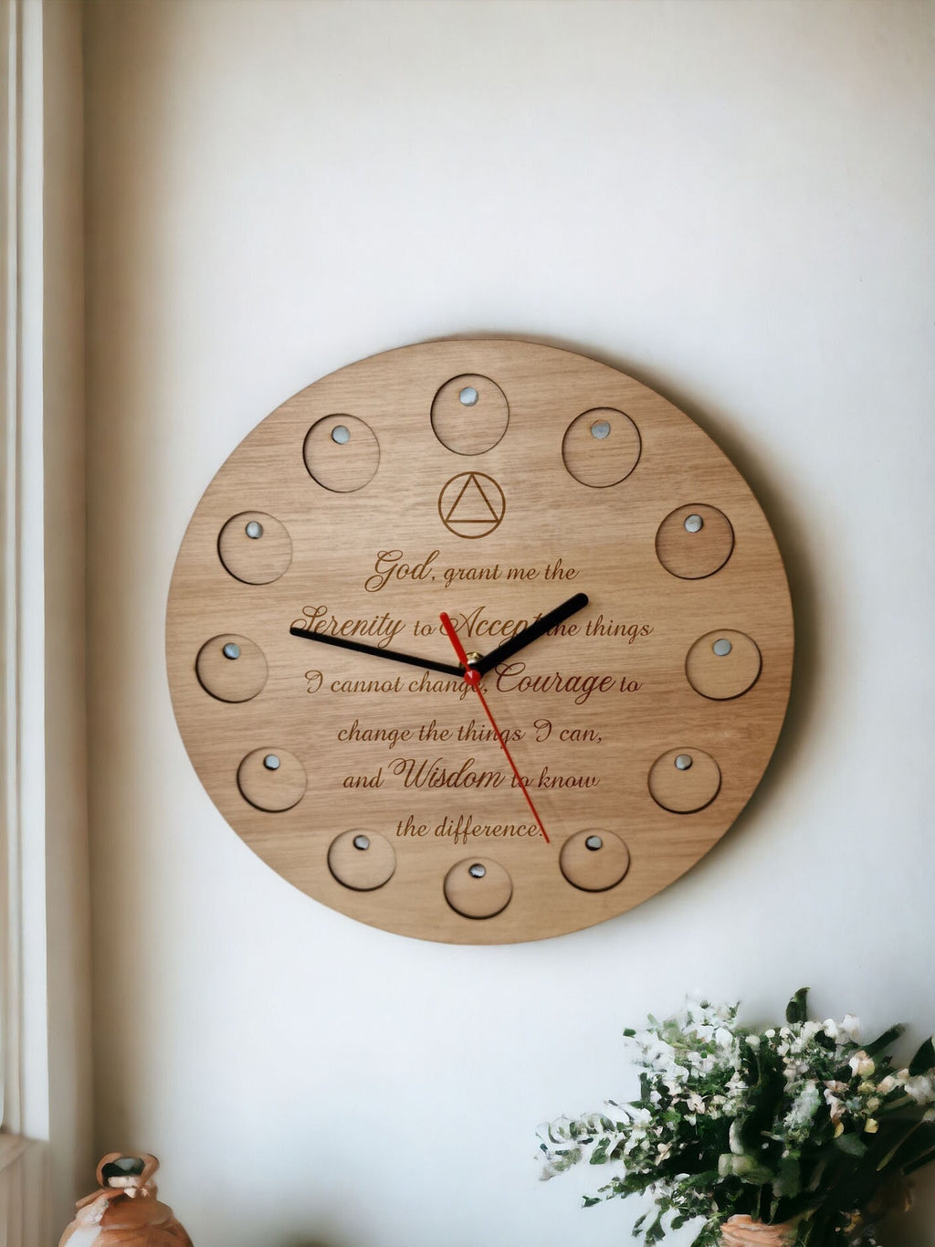 Serenity Prayer Recovery Token Display Clock - Chips - Personalized Serenity Prayer Recovery Chip Holder - AA display - Holder - Coin