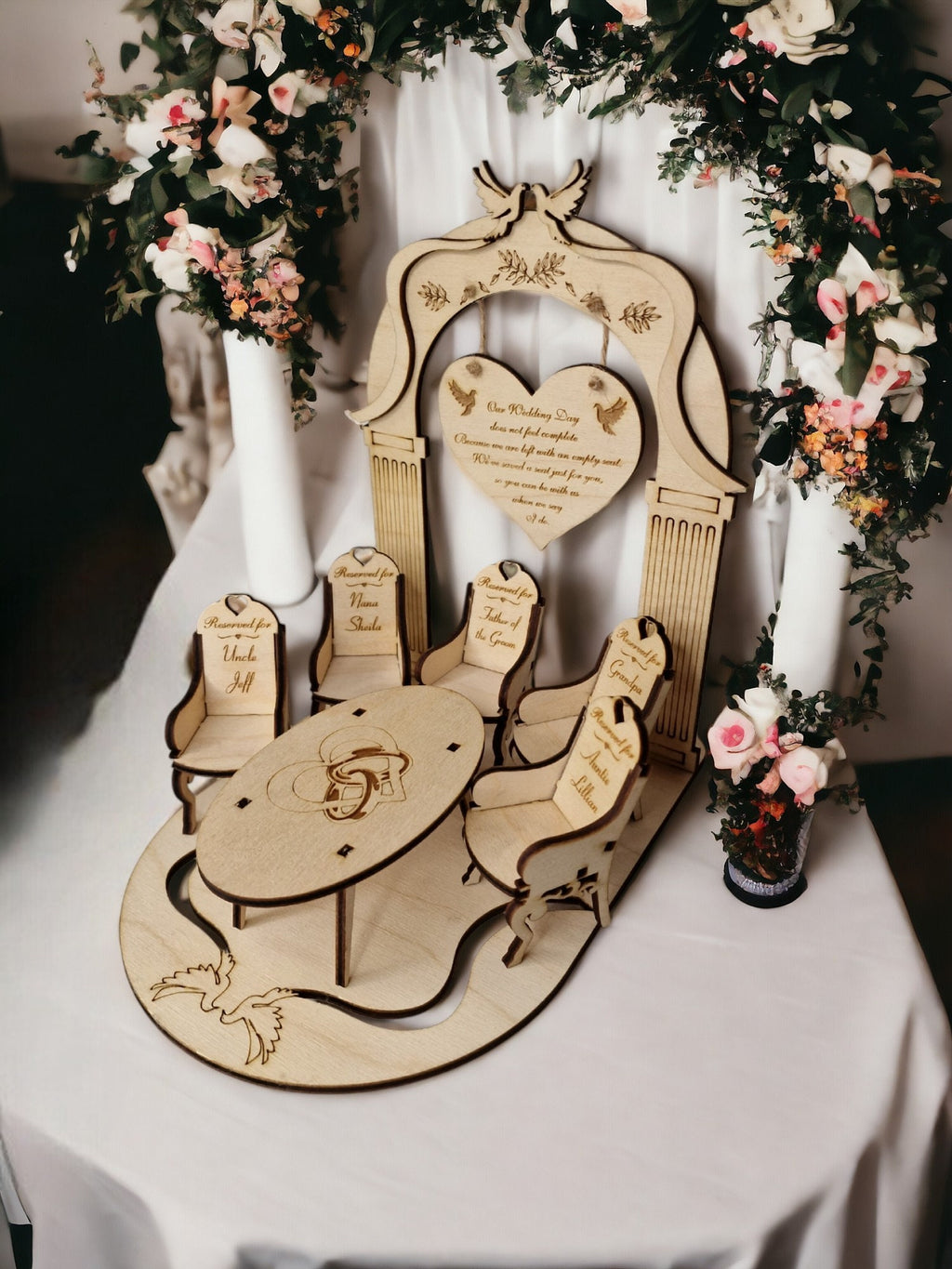 Personalised wedding memorial Display - Loved ones memory table - Centre piece - family - remember - heaven - Remembrance chairs - Keepsake