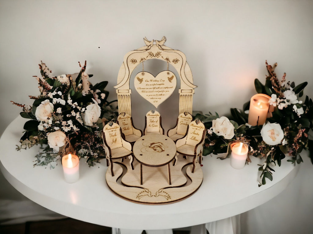 Personalised wedding memorial Display - Loved ones memory table - Centre piece - family - remember - heaven - Remembrance chairs - Keepsake