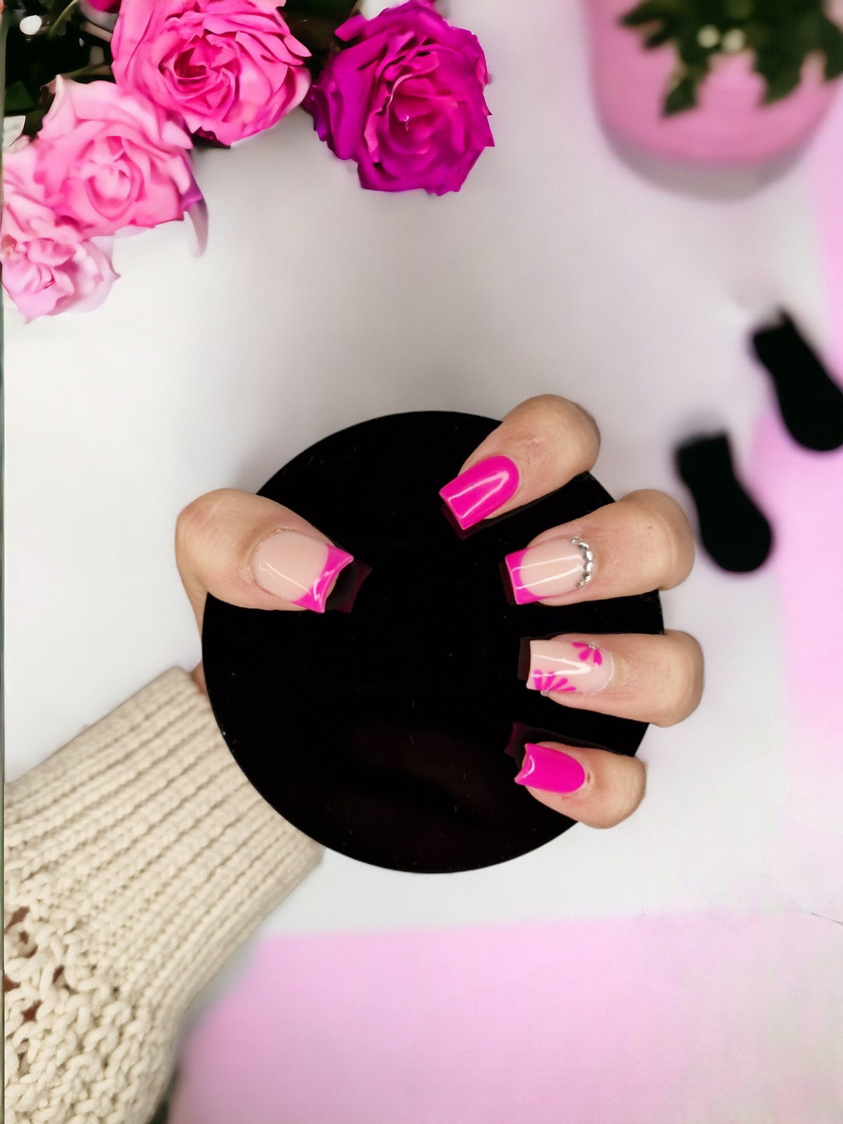 Acrylic Nailfie Nail Technician Prop - Acrylic Nail Prop Disc - Flat lay - Photo Prop - Salon Display - Accessory - Showcase - Varnish