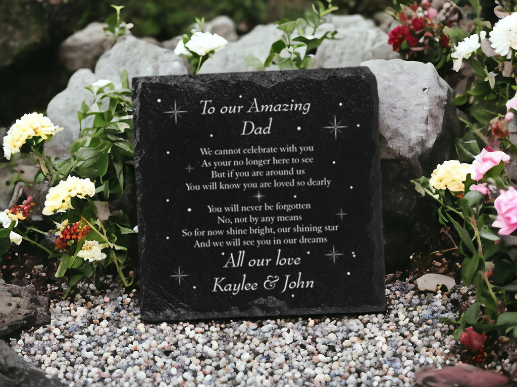 Personalised Stars Memorial grave marker, memorial slate - Memory - Indoor - Outdoor - Garden - Caravan - Grave side - Candle Display - Gift