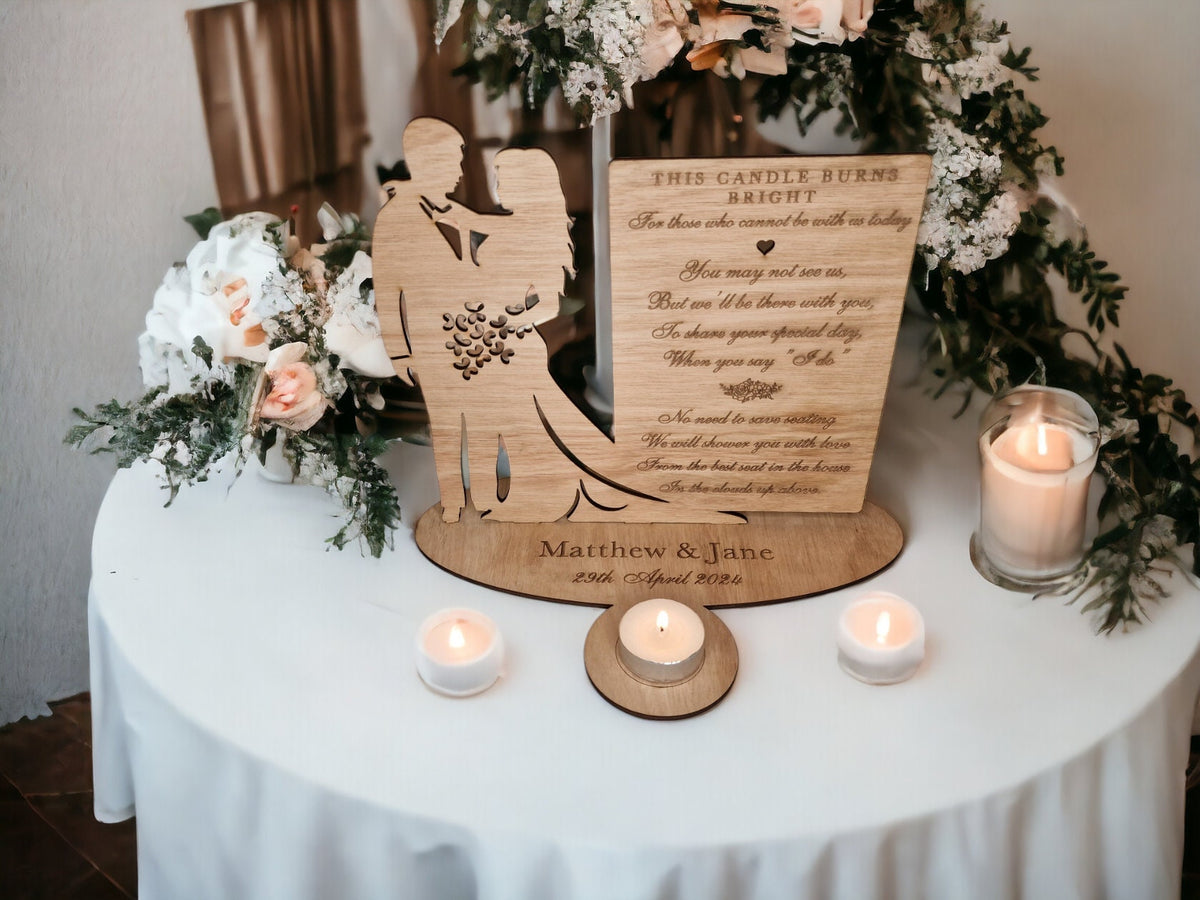 Personalised Wedding Candle Display to remember loved ones - Remembrance - Marriage gift - present - Bride - Groom - Memorial - Decoration