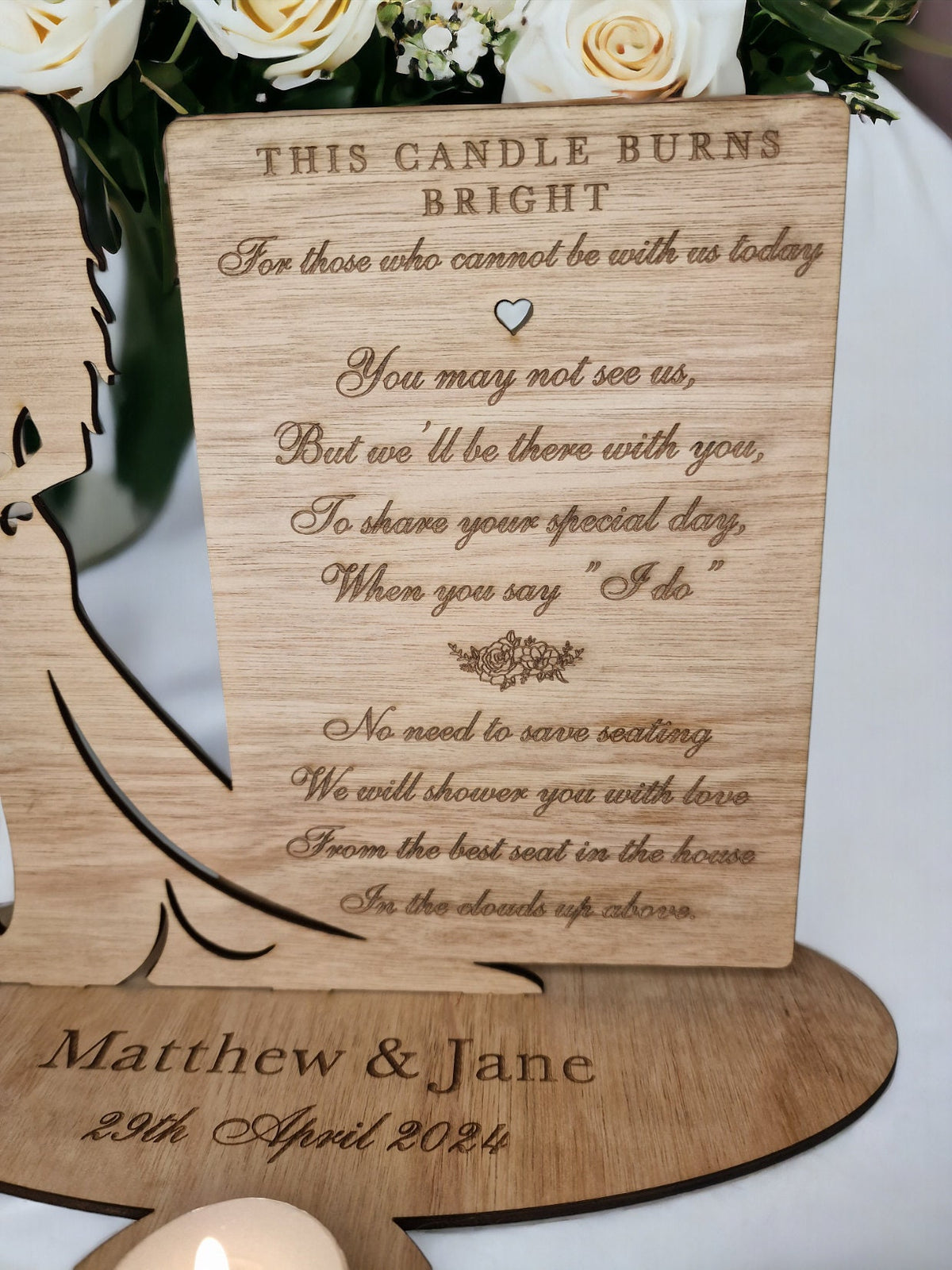 Personalised Wedding Candle Display to remember loved ones - Remembrance - Marriage gift - present - Bride - Groom - Memorial - Decoration