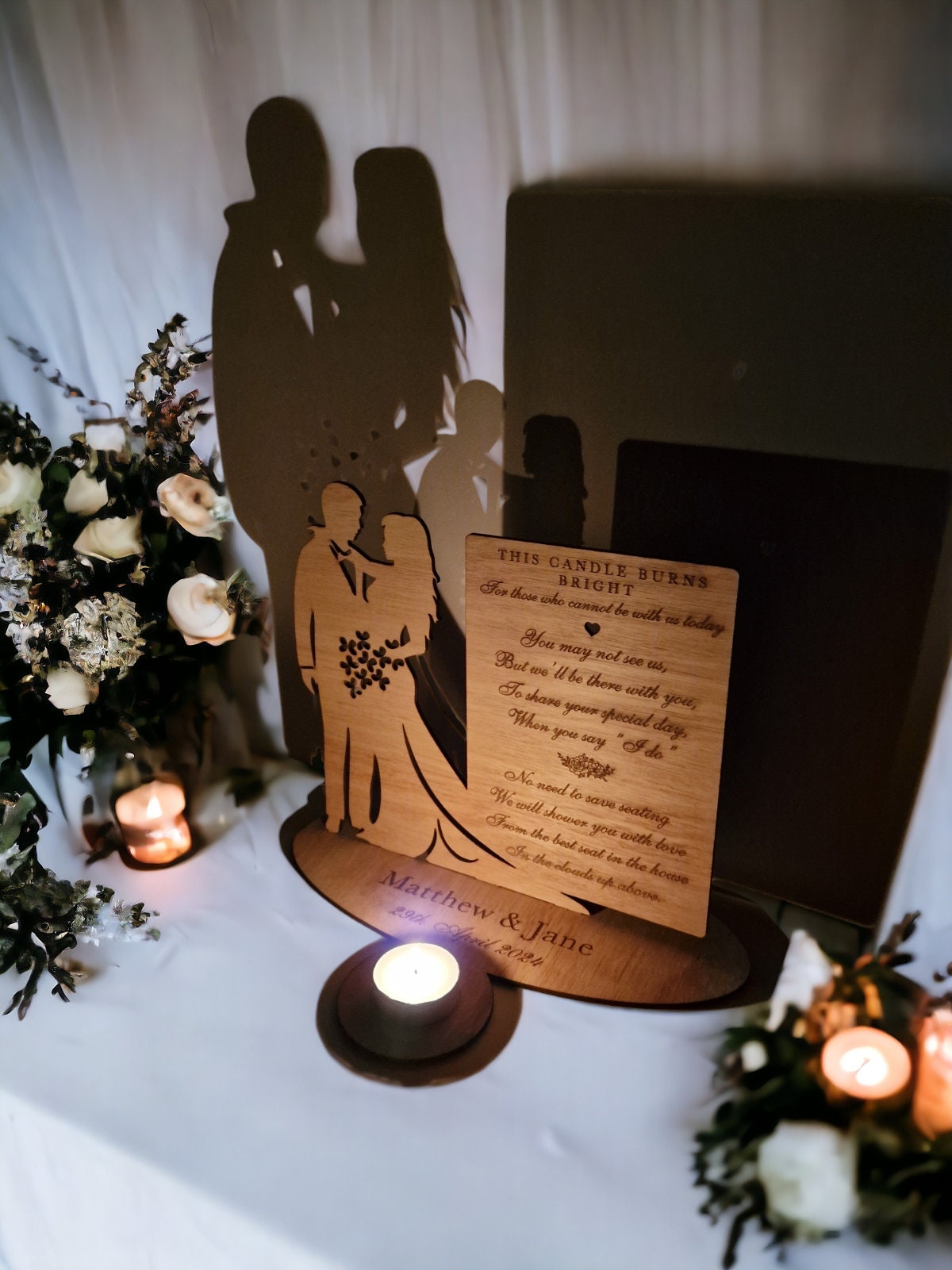 Personalised Wedding Candle Display to remember loved ones - Remembrance - Marriage gift - present - Bride - Groom - Memorial - Decoration