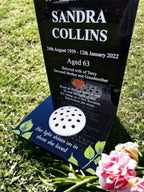 Stunning personalised memorial grave marker - Red rose design - Temporary headstone, outdoor, remembering your loved ones - grave stone