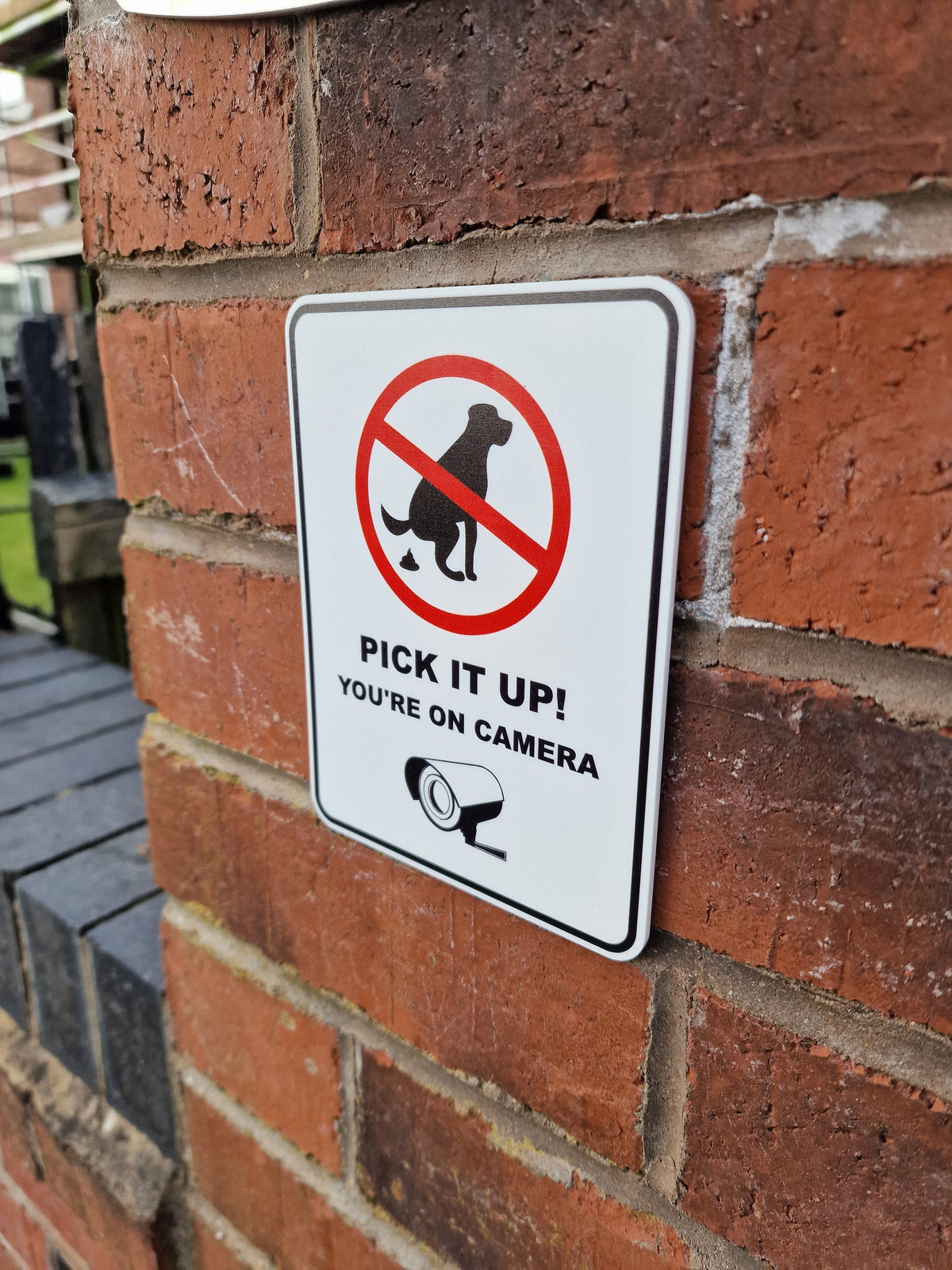 No dog poop sign - clean it up - home decor - warning - grandad - husband - fiancee - boyfriend - birthday gift- warning - cctv - Deterrent