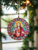 Glass Diamond Cut edge Jesus Hanging SunCatcher Ornament - Bauble - Decoration - Stocking filler - Stained Glass - Gift - Present - Church