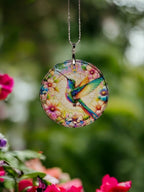 Glass Diamond Cut edge Hummingbird SunCatcher Ornament - Bauble - Decoration - Stocking filler - Stained Glass - Gift - Present - Garden