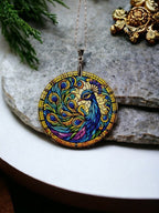 Glass Diamond Cut edge Peacock SunCatcher Ornament - Bauble - Decoration - Stocking filler - Stained Glass - Gift - Present - Garden - Bar