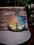 Glass Diamond Cut edge Tree of life SunCatcher Ornament - Bauble - Decoration - Stocking filler - Stained Glass - Gift - Present - Garden