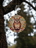 Glass Diamond Cut edge Owl SunCatcher Ornament - Bauble - Decoration - Stocking filler - Stained Glass - Gift Present - Garden - Bar - home