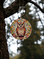 Glass Diamond Cut edge Owl SunCatcher Ornament - Bauble - Decoration - Stocking filler - Stained Glass - Gift Present - Garden - Bar - home