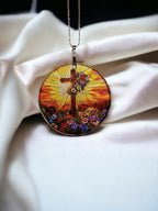 Glass Diamond Cut edge Crucifix SunCatcher Ornament - Bauble - Decoration - Communion - Stained Glass - Gift Present - Garden - Grave decor